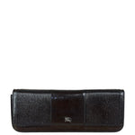 Burberry Vintage Brown Leather Ribbed patent Continental Clutch Wallet