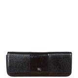 Burberry Vintage Brown Leather Ribbed patent Continental Clutch Wallet