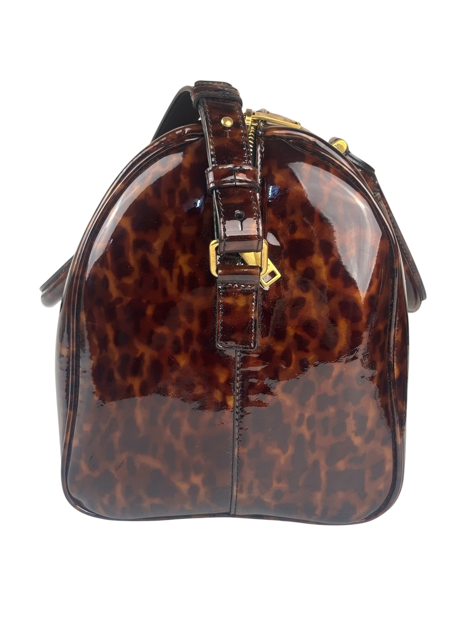 YSL Patent Leather Tortoise Shell Duffle