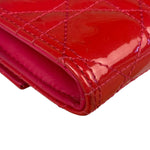 Christian Dior Cannage Red Patent Leather Wallet On Chain