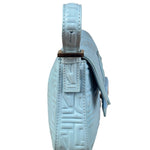 Fendi Blue Embossed Leather FF Baguette