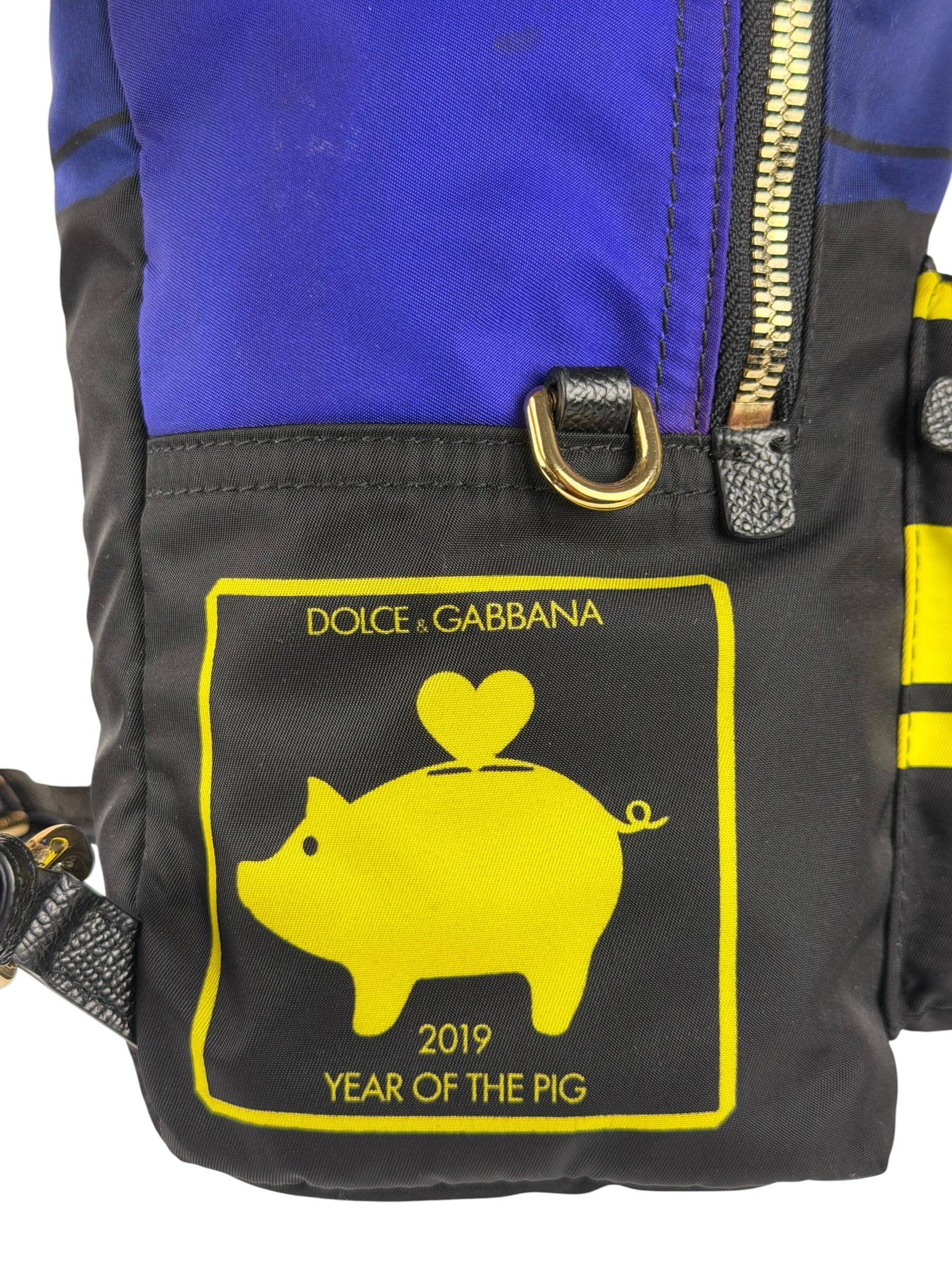 Dolce & Gabbana Multicolor Nylon Leather Trim Super Pig Cartoon Backpack