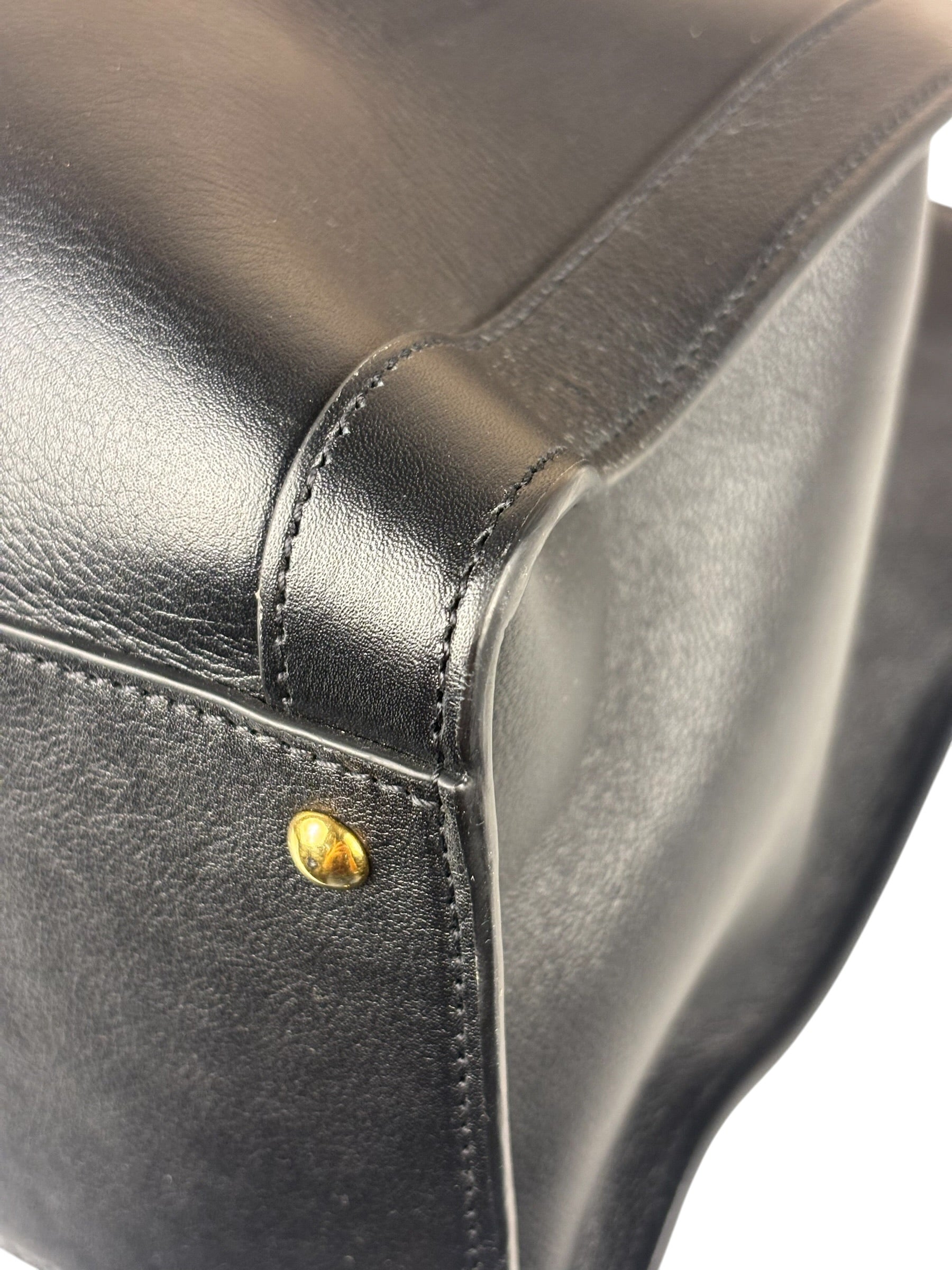 Gucci Black Leather Bamboo Diana 2Way Tote Bag