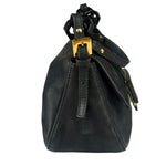 Fendi Shiny Black Suede Small Baguette