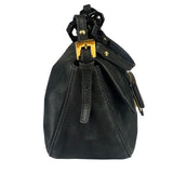 Fendi Shiny Black Suede Small Baguette