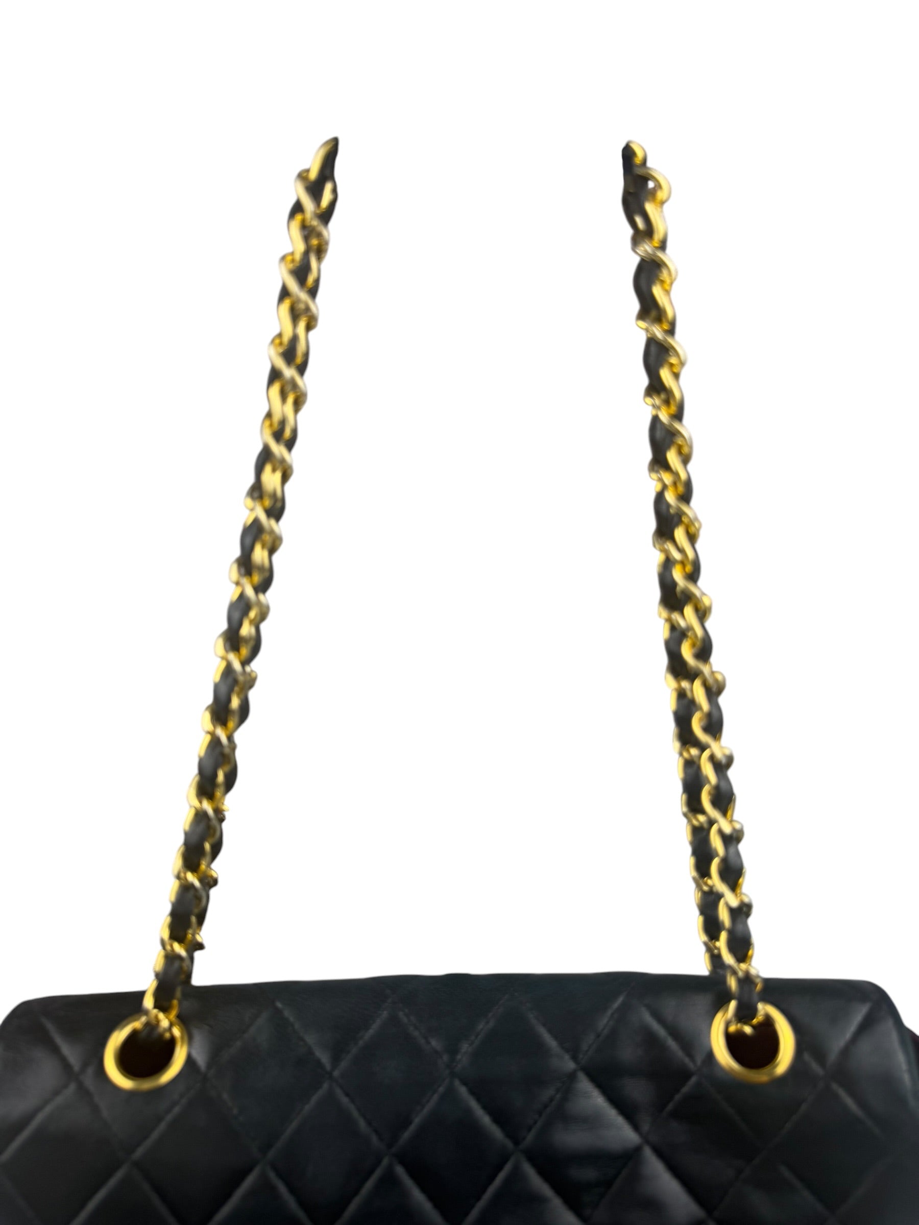 Chanel Black Quilted Lambskin Half Moon Flap 1989