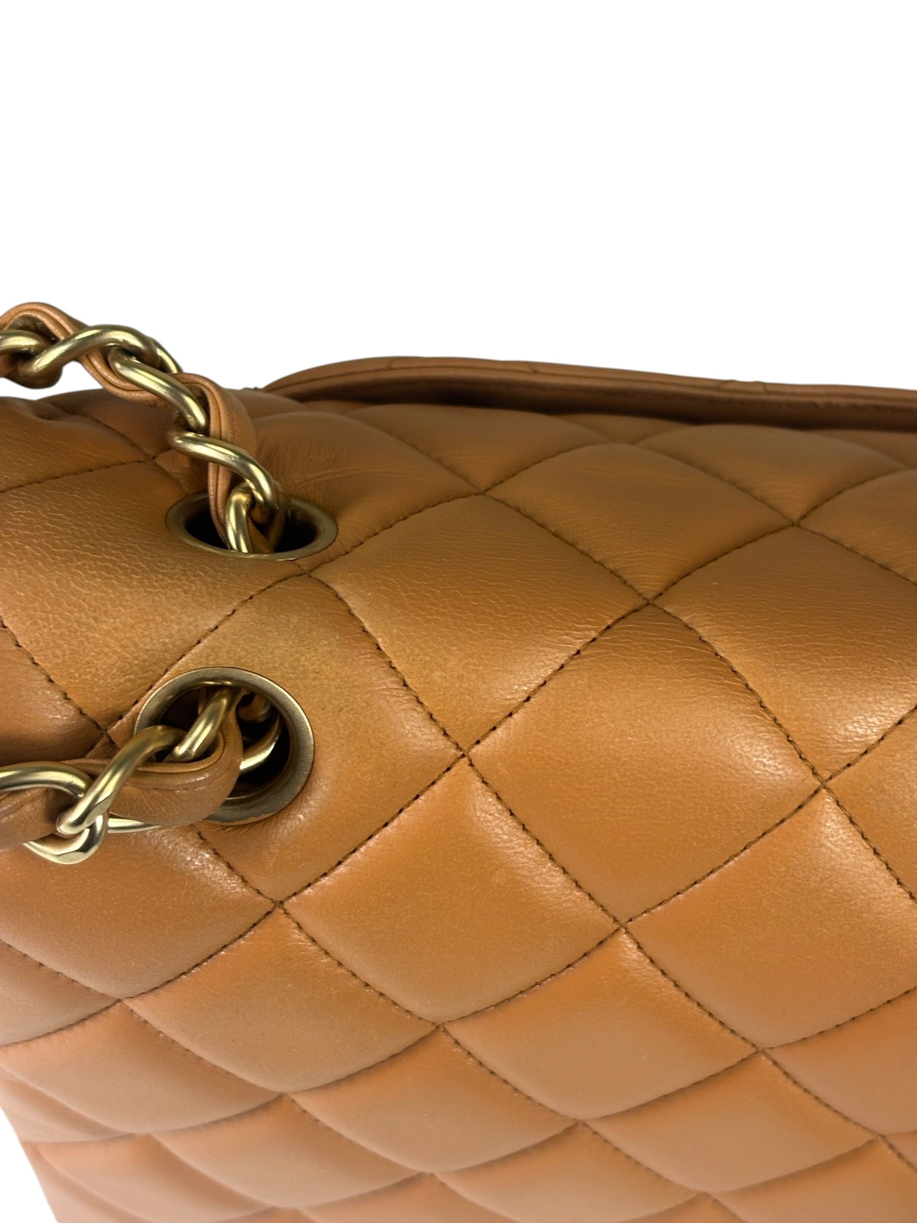 Chanel Caramel Brown Quilted Lambskin Large Shoulder Bag 2009