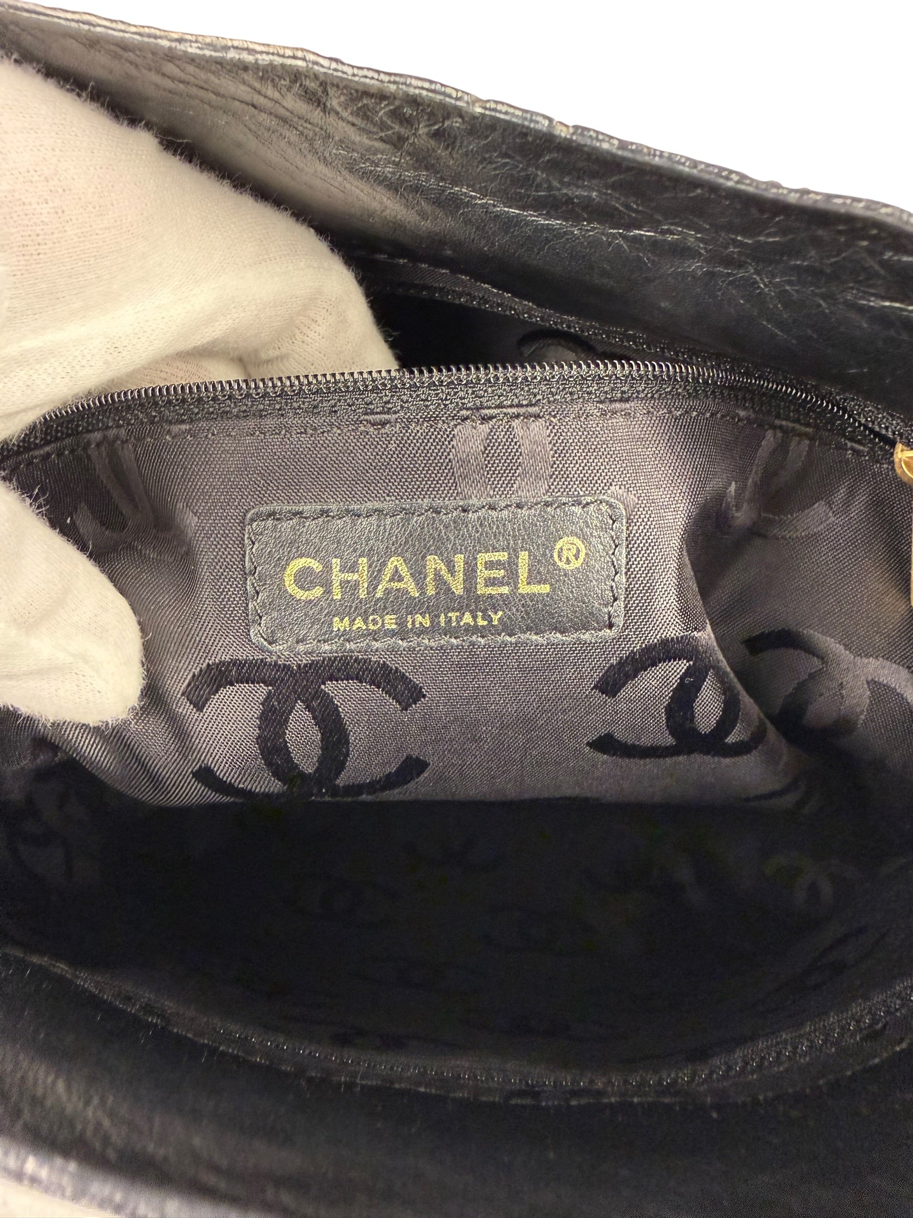 Chanel Black Patent Floral Cutout Tote (Patent Damaged) 2003