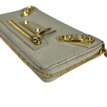 Balenciaga Grey Leather Moto Long Wallet