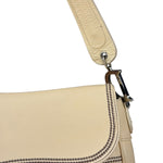 Christian Dior Vintage Beige Leather Stitch Saddlebag