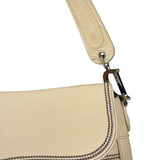 Christian Dior Vintage Beige Leather Stitch Saddlebag