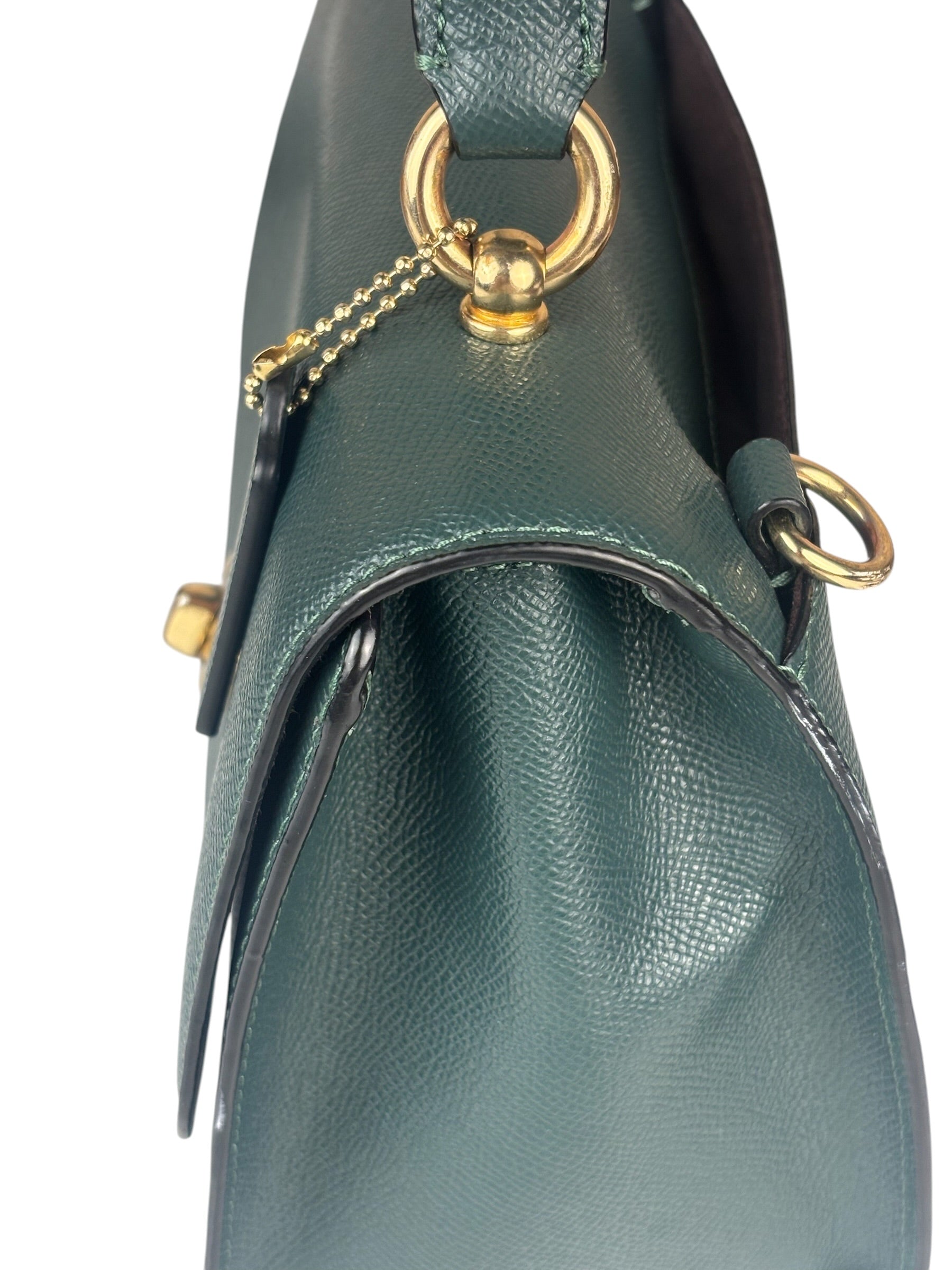 Coach Teal Crossgrain Leather Tilly Satchel 23 Two-Way Bag