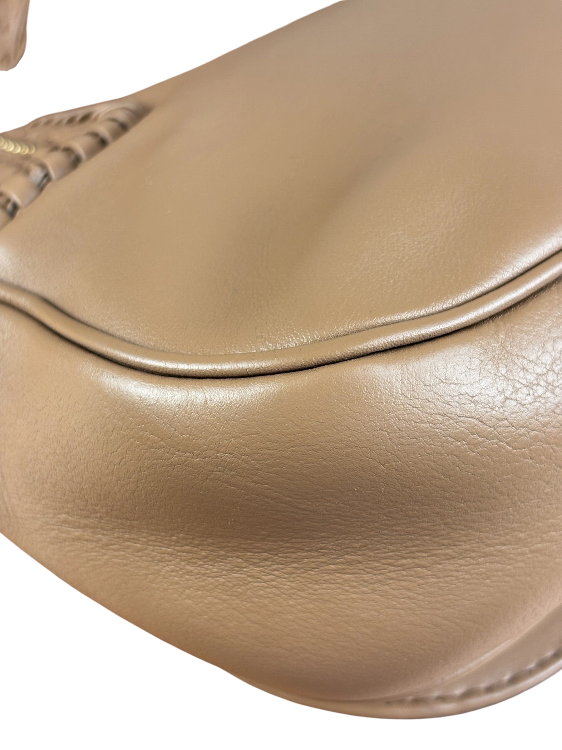 Gucci Vintage Tan Leather Medium Flap Shoulder Bag