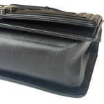 Chanel Black Leather Diamond Quilted Medium Boy Bag 2012