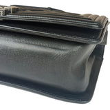 Chanel Black Leather Diamond Quilted Medium Boy Bag 2012