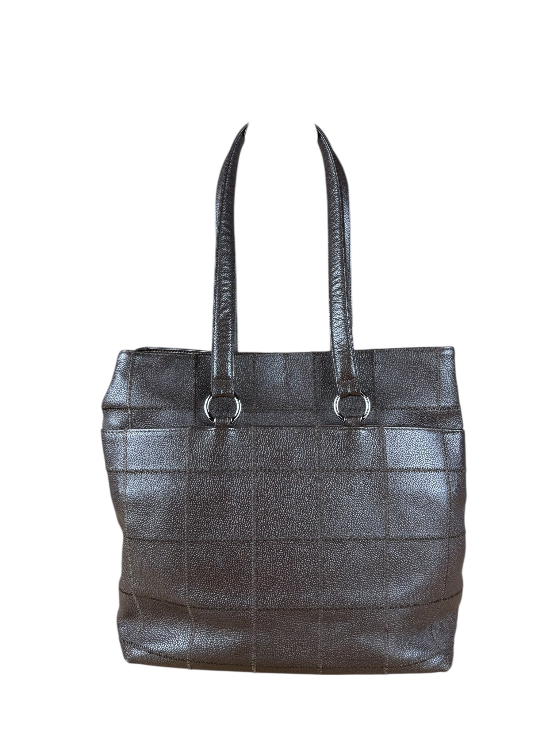 Chanel Brown Leather Chocolate Bar Tote 2004