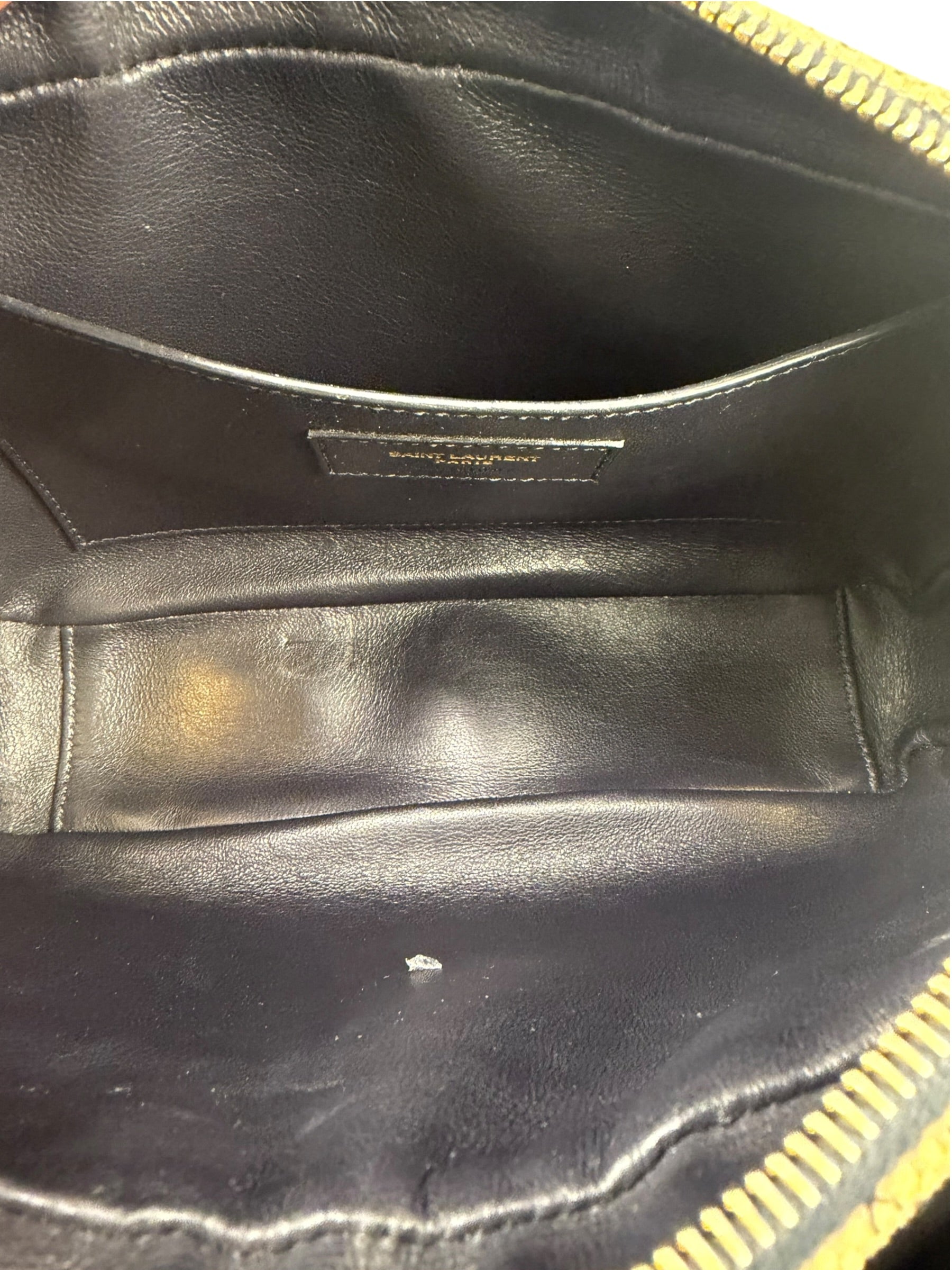 Saint Laurent YSL Beige Logo Print Crossbody Bag