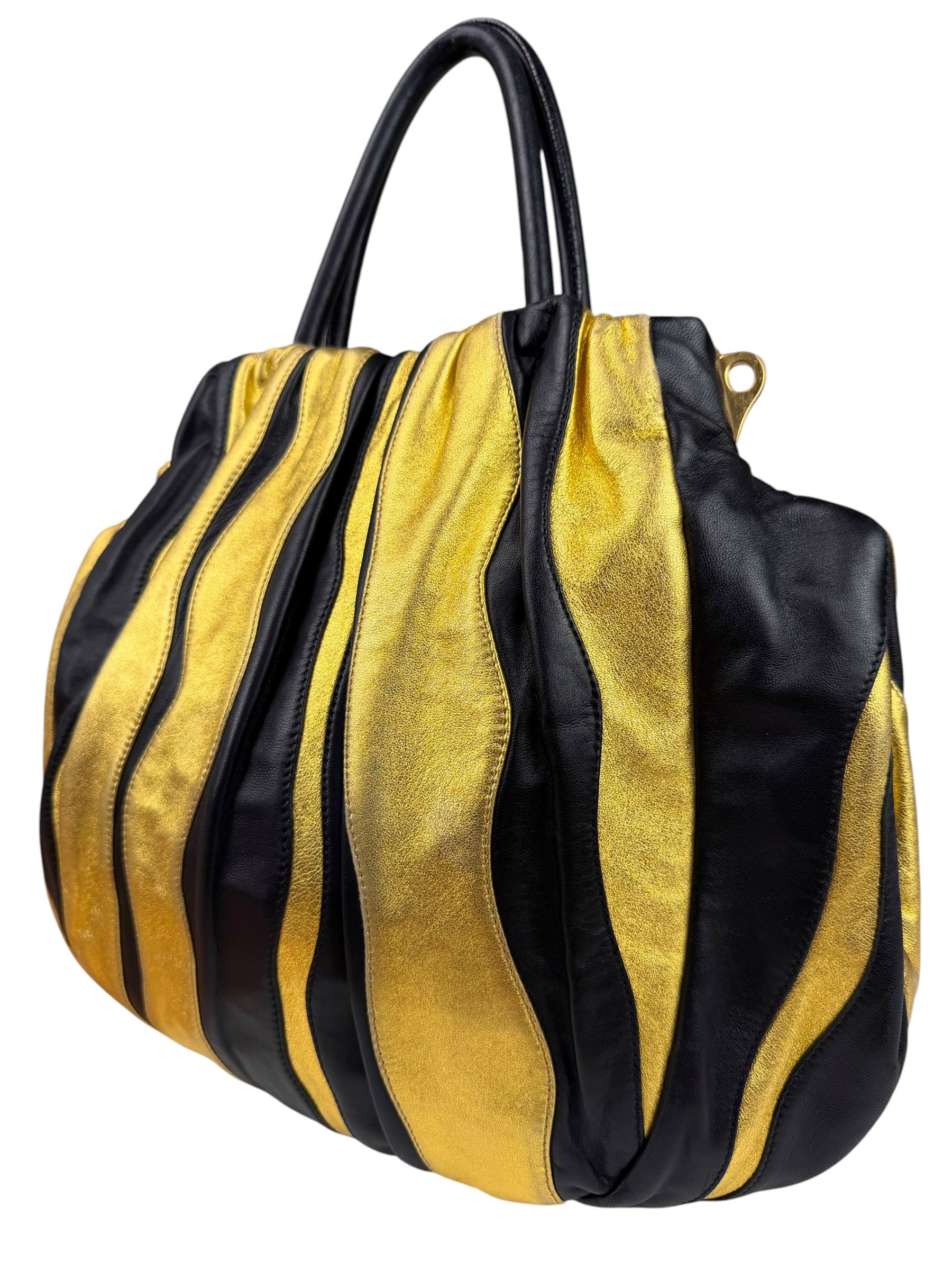 Prada Bicolor Leather Nappa Waves Tote Bag