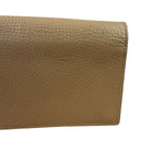 Gucci Light Caramel Pebbled Leather Wallet On Chain