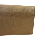 Gucci Light Caramel Pebbled Leather Wallet On Chain