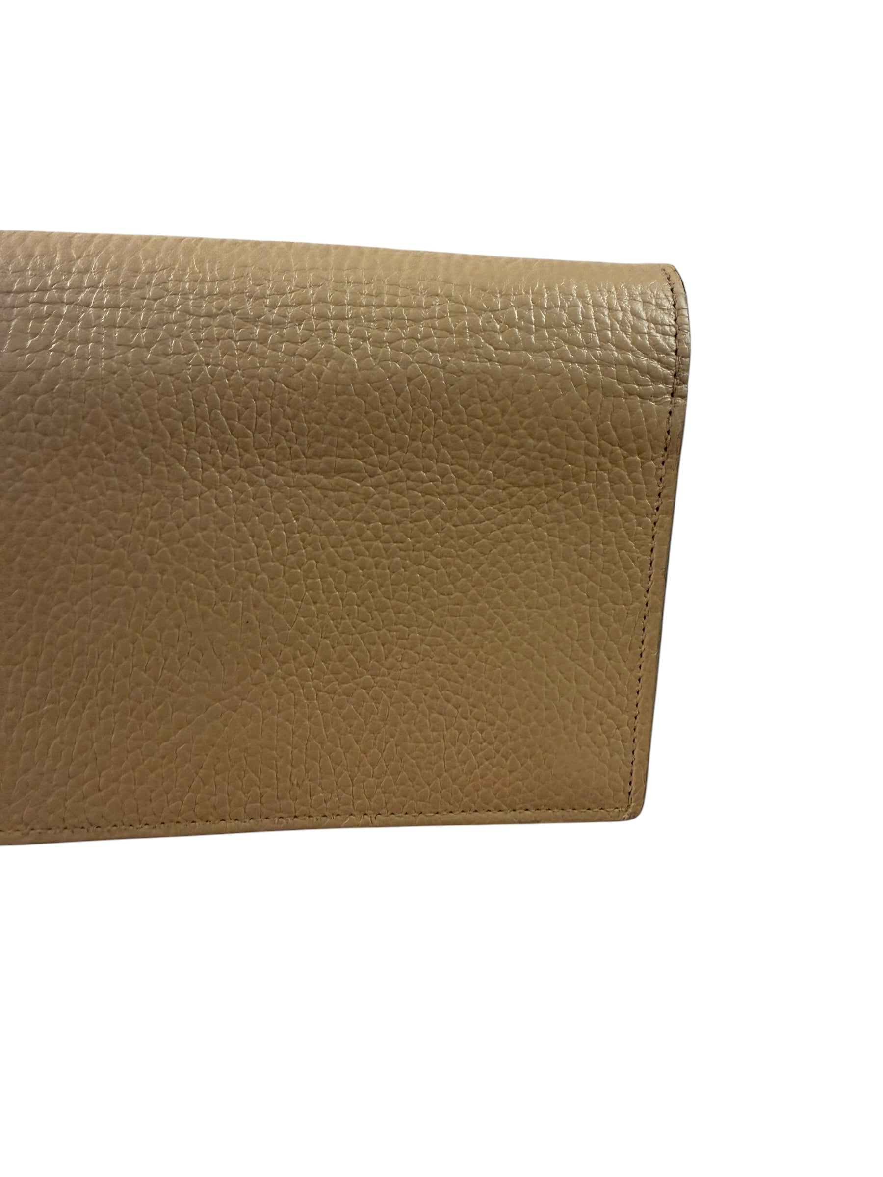 Gucci Light Caramel Pebbled Leather Wallet On Chain