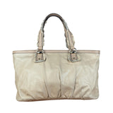Gucci Vintage Beige Leather Ruched Handle Tote