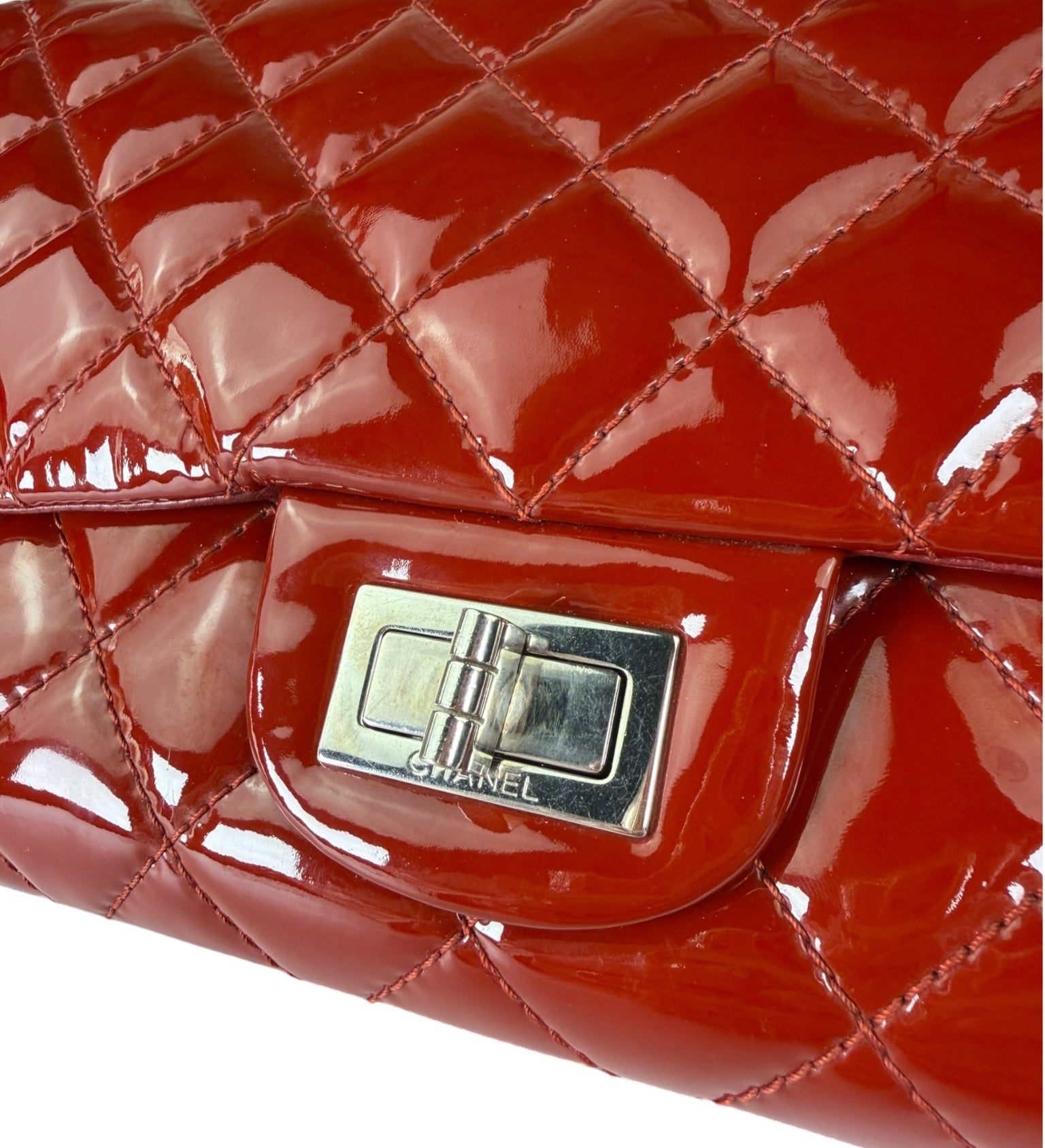 Chanel Red Patent  Quilted Double 2.55 Flap 2009
