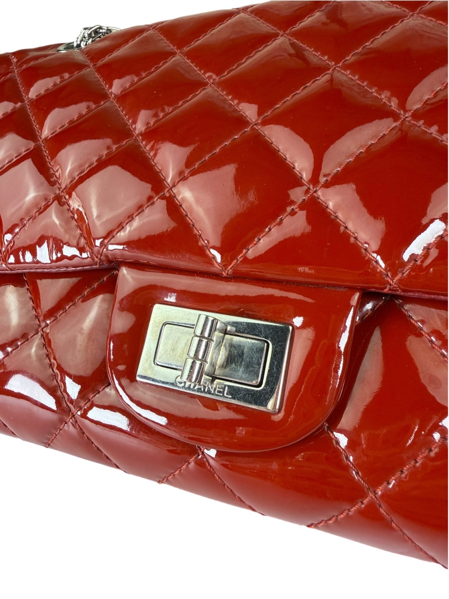 Chanel Red Patent  Quilted Double 2.55 Flap 2009