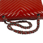 Chanel Red Patent Leather Chevron Jumbo Flap Bag 2009