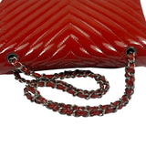 Chanel Red Patent Leather Chevron Jumbo Flap Bag 2009