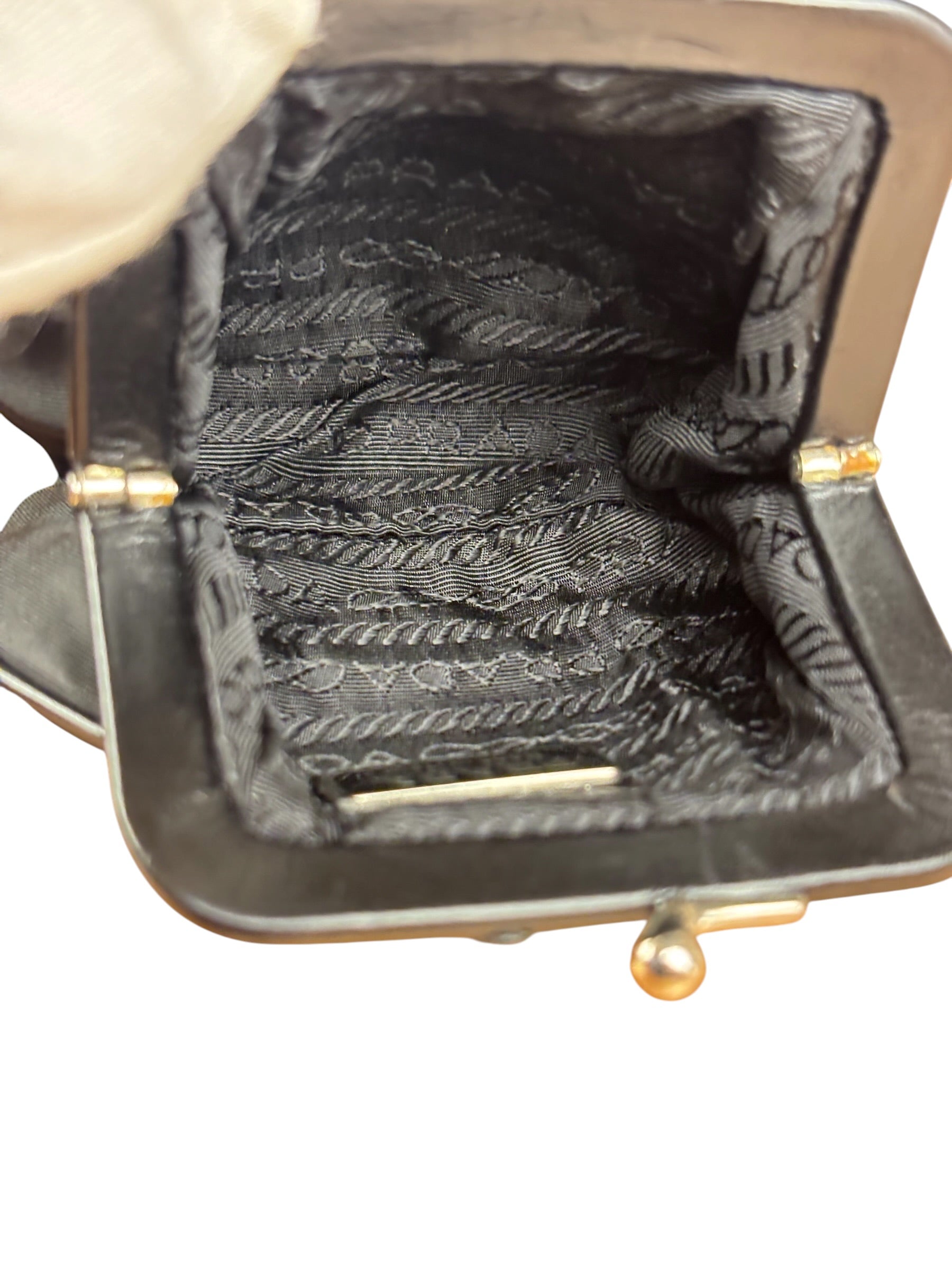 Prada Black Tessuto Nylon Leather Trim Liss-Lock Coin Bag