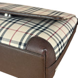 Burberry Vintage Leather Trim House Check Crossbody Flap Bag