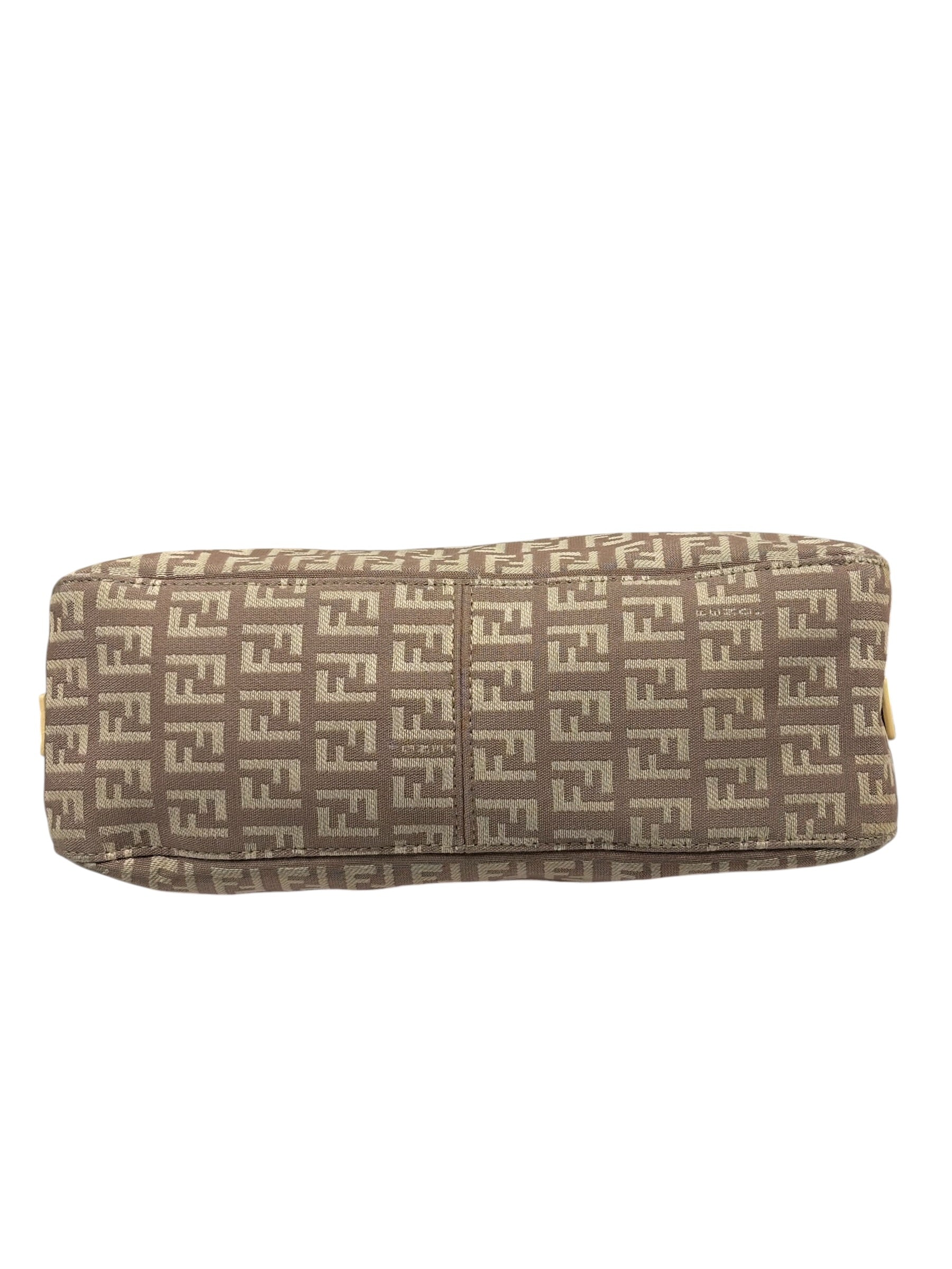 Fendi Rose Beige  Leather Trim Zucca Baguette