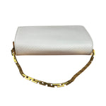 YSL White Chevron Quilted Babylone Chain Flap Shoulder Bag