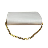 YSL White Chevron Quilted Babylone Chain Flap Shoulder Bag