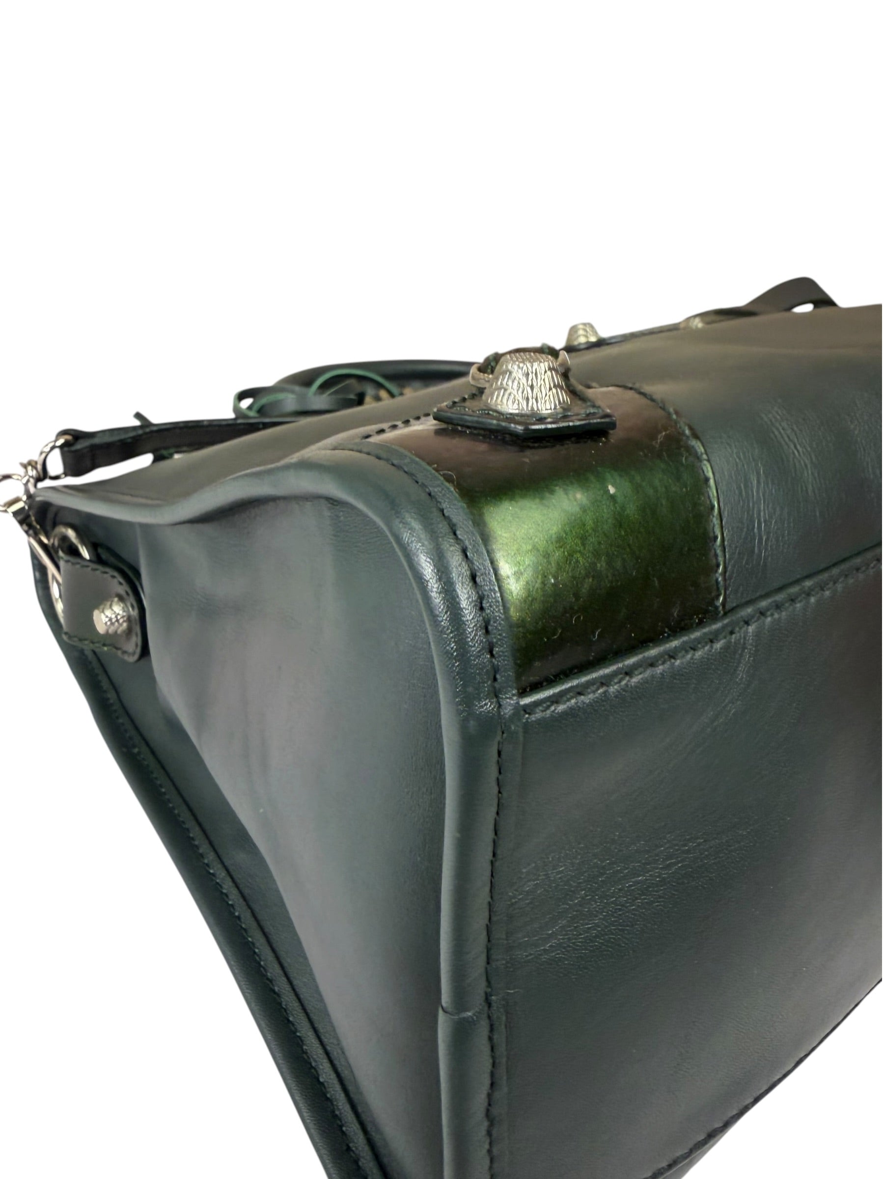 Balenciaga Green Calfskin Metallic Trim Giant 12 City Bag