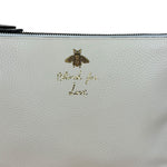 Gucci Ivory Pebbled Leather Bee Zip Clutch Pouch