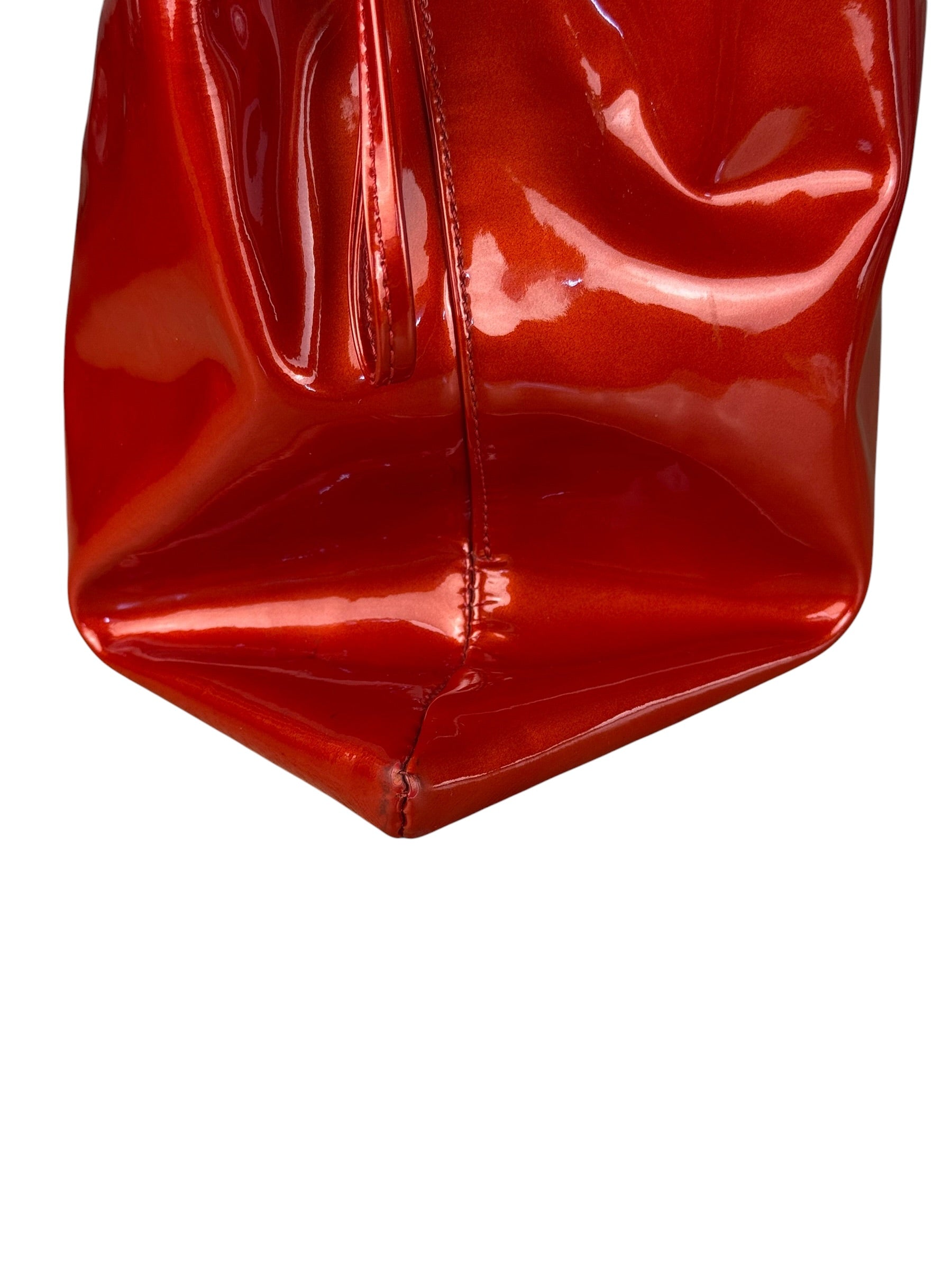 Chanel Red Patent CC Crystal Bon Bon Chain Tote