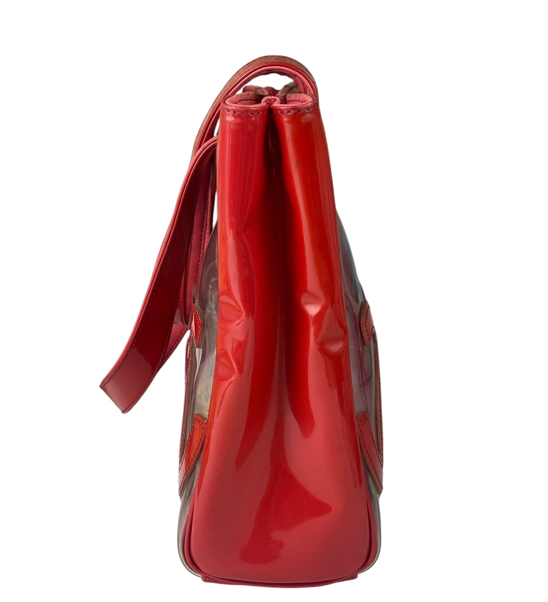 Chanel Red Triple C PVC Tote Bag w/ Pouch 2004