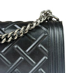 Chanel Black Leather Diamond Quilted Medium Boy Bag 2012