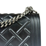 Chanel Black Leather Diamond Quilted Medium Boy Bag 2012