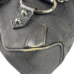 Gucci Black Leather Trim Horsebit GG Chain Shoulder Bag