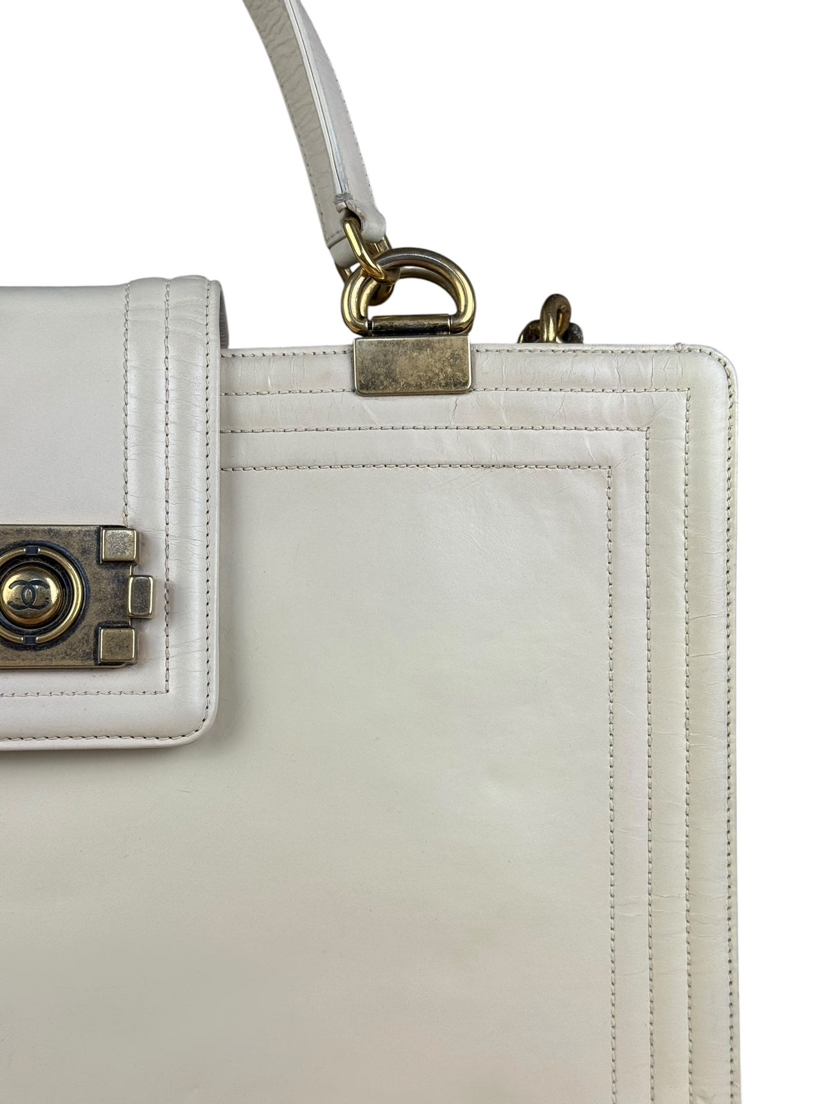 Chanel Ivory Leather Large Jetsetter Boy 2Way Handbag 2011