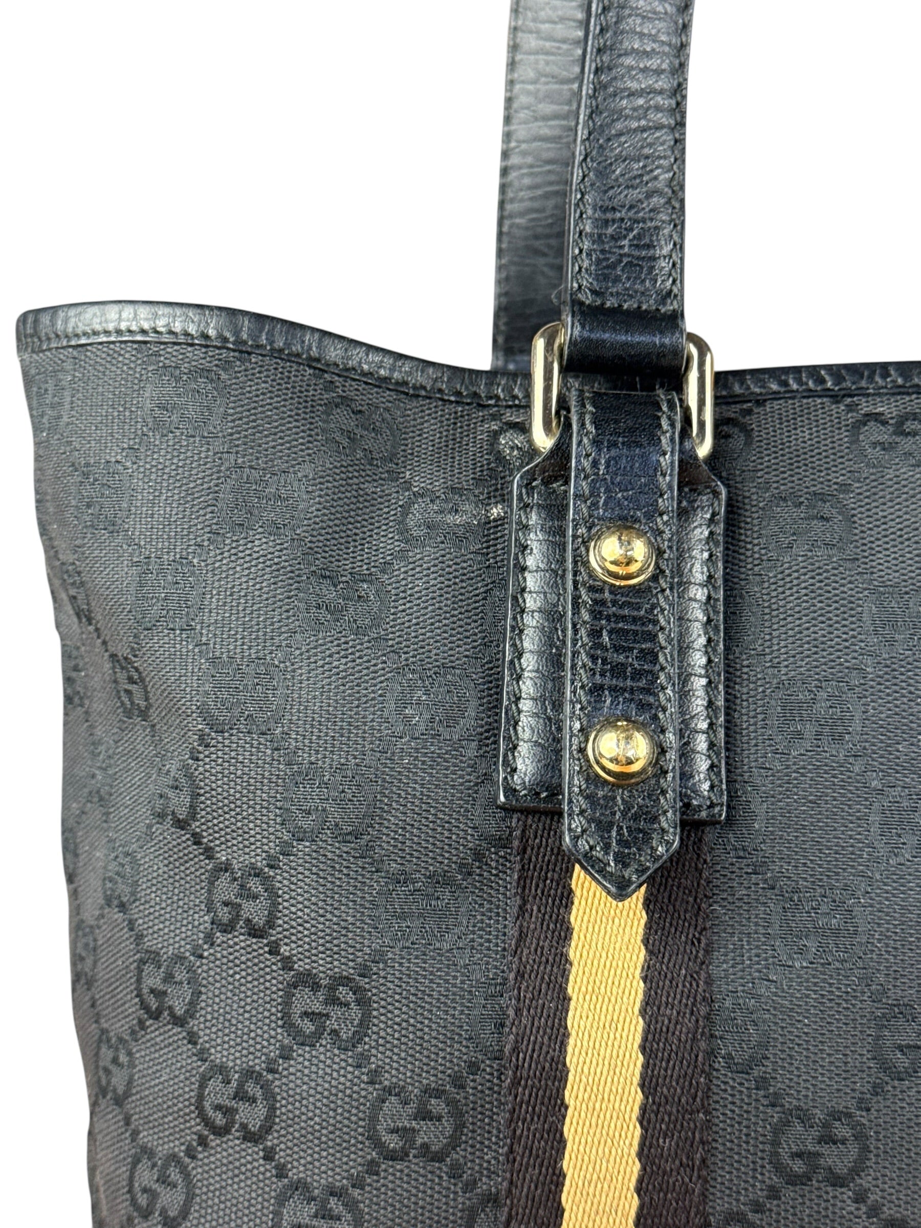 Gucci GG Vintage Black Canvas Shoulder Tote