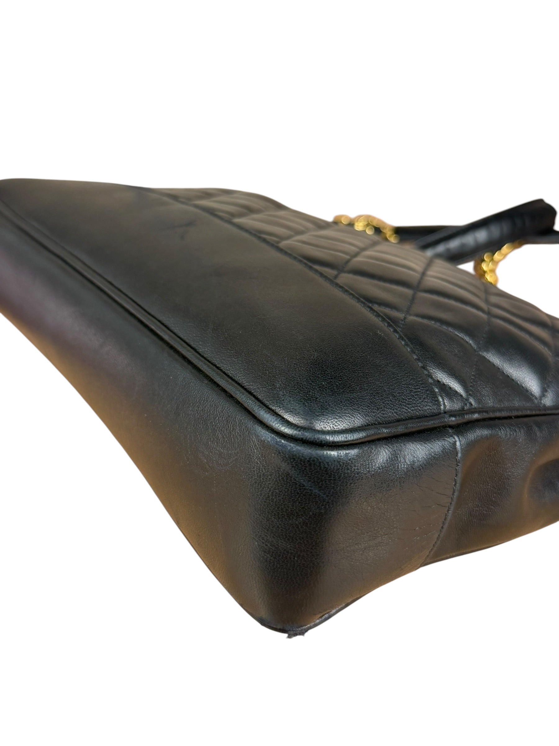 Chanel Black Lambskin Shopper Tote 90s
