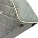 Chanel Grey Quilted Leather Trim Bowling Bag 2000