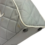 Chanel Grey Quilted Leather Trim Bowling Bag 2000