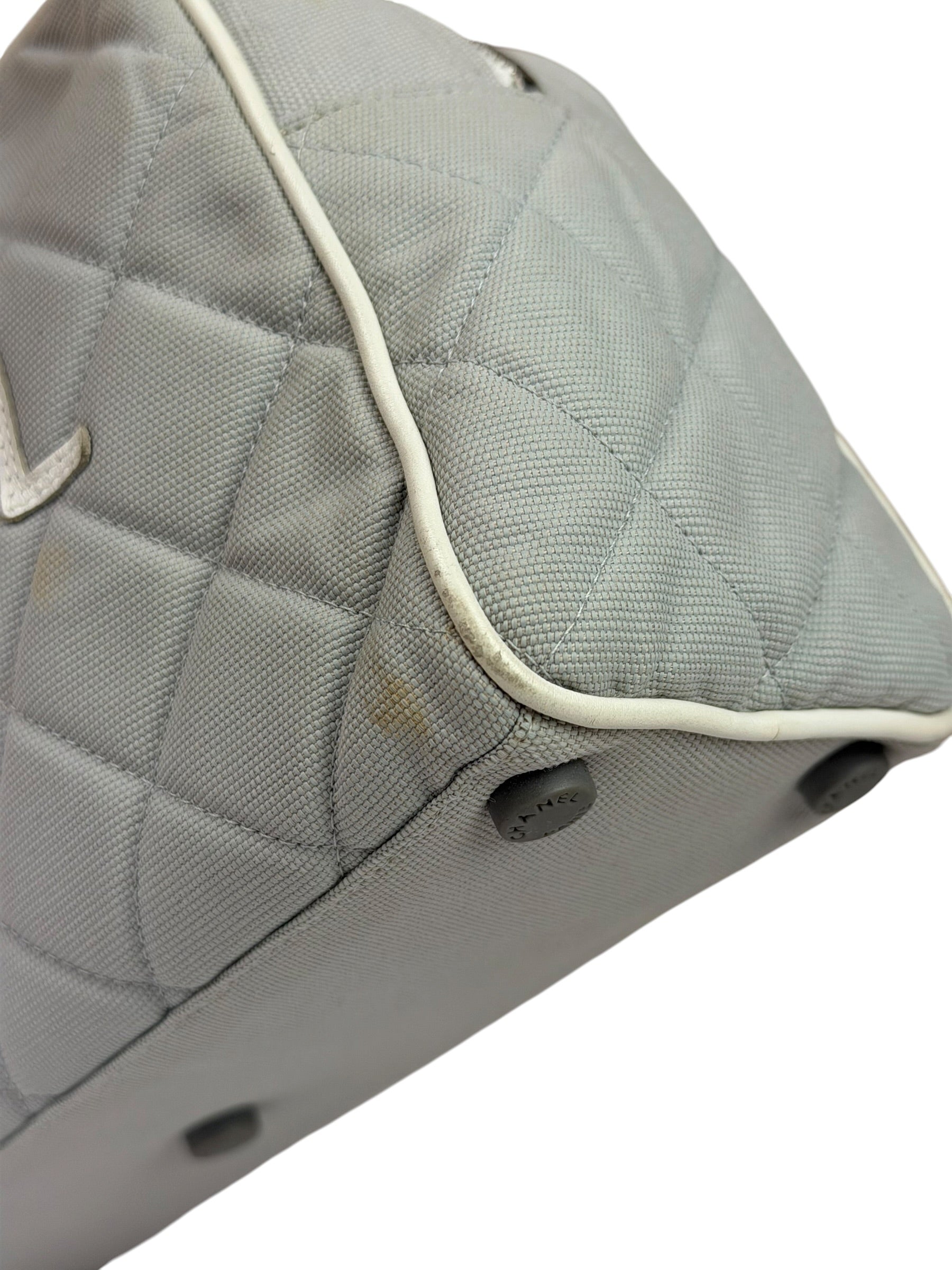 Chanel Grey Quilted Leather Trim Bowling Bag 2000