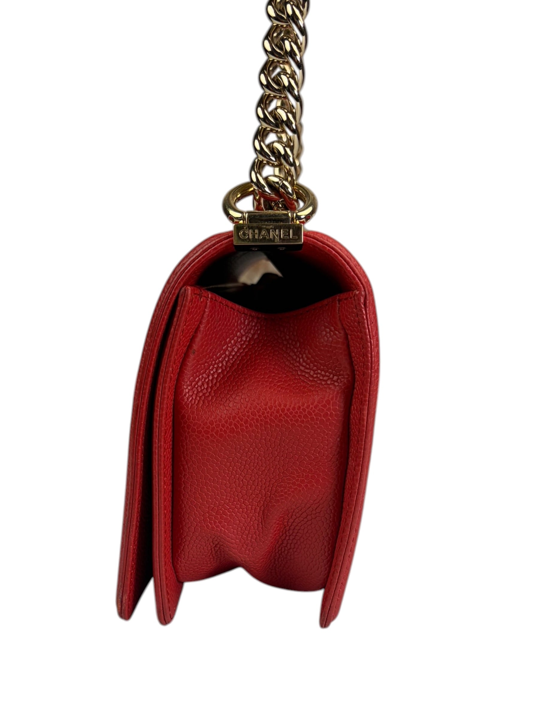 Chanel Red Quilted Caviar Boy Flap Bag 2019