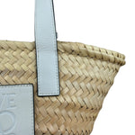 Loewe White Leather Raffia Basket Bag